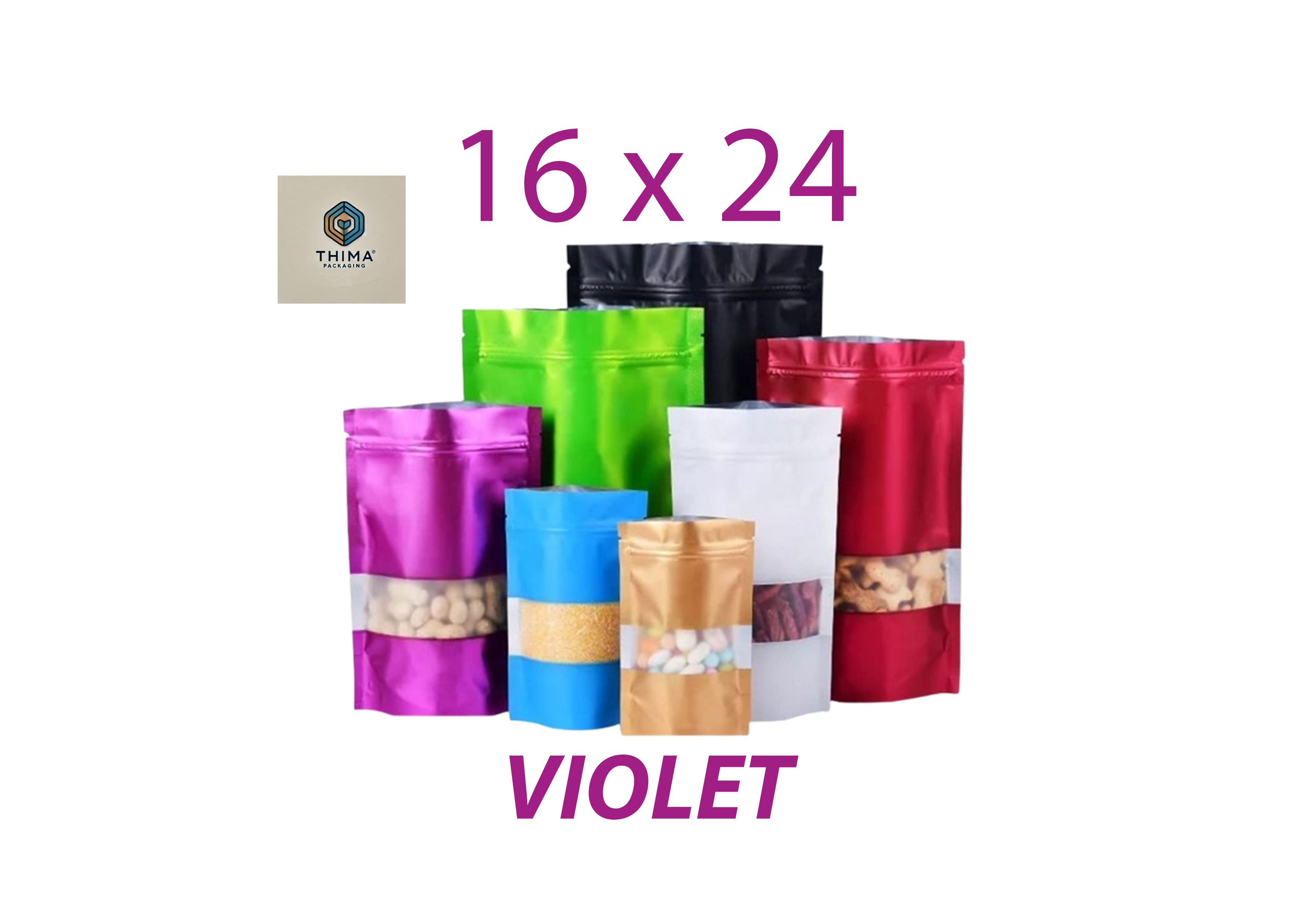 DOY PACK ALUMINIUM VIOLET 16X24 (lot de 50)