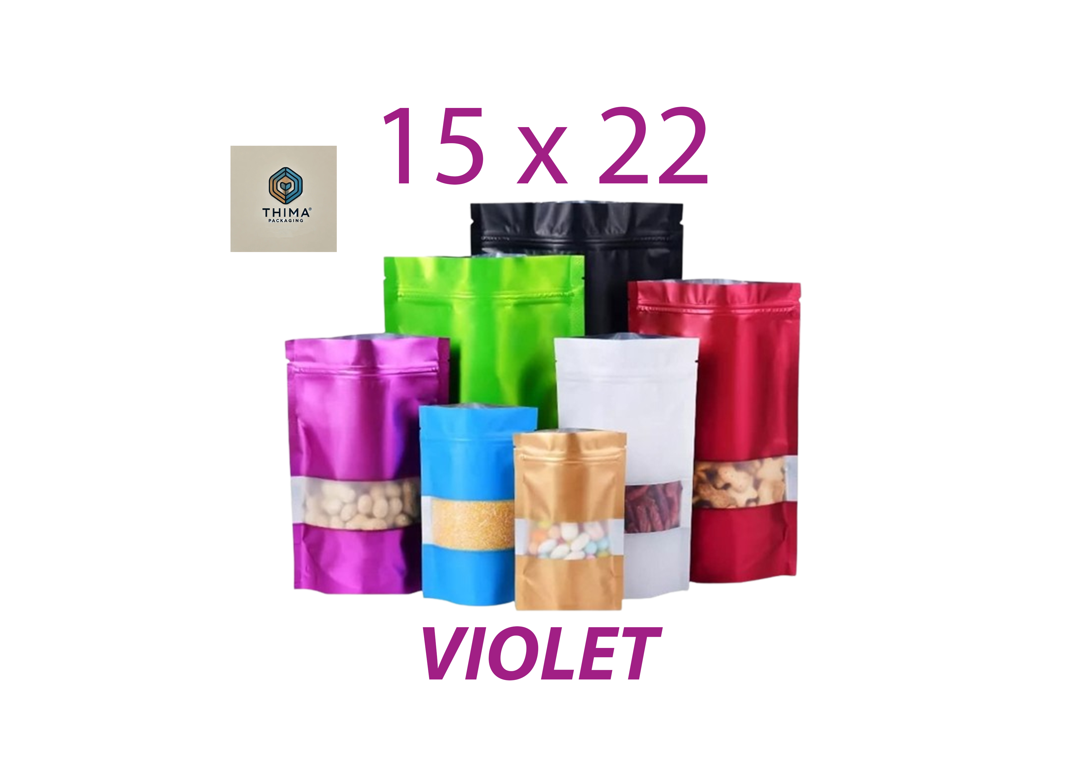 DOY PACK ALUMINIUM VIOLET 15X22 (lot de 50)
