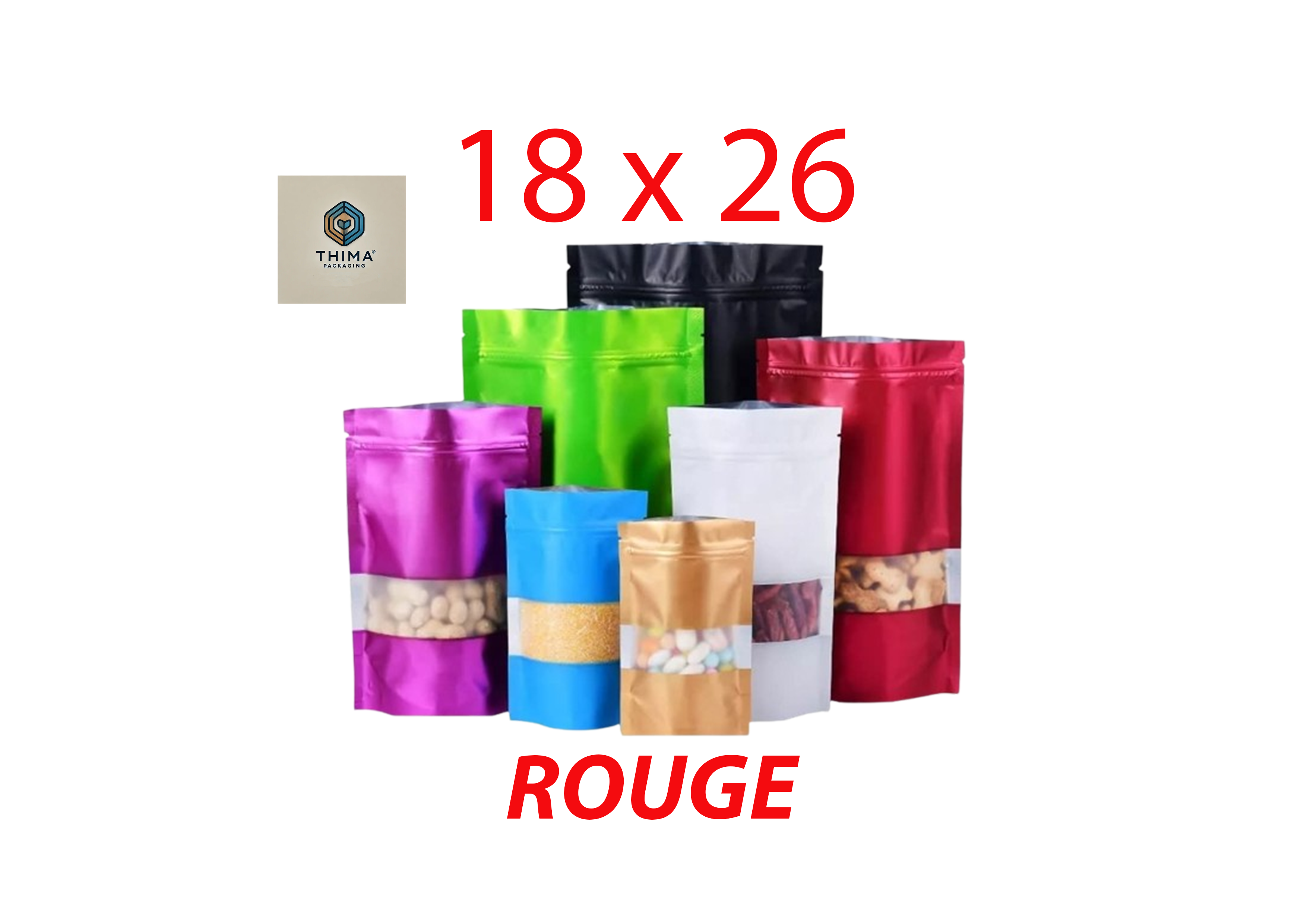 DOY PACK ALUMINIUM ROUGE18X26 (lot de 50)