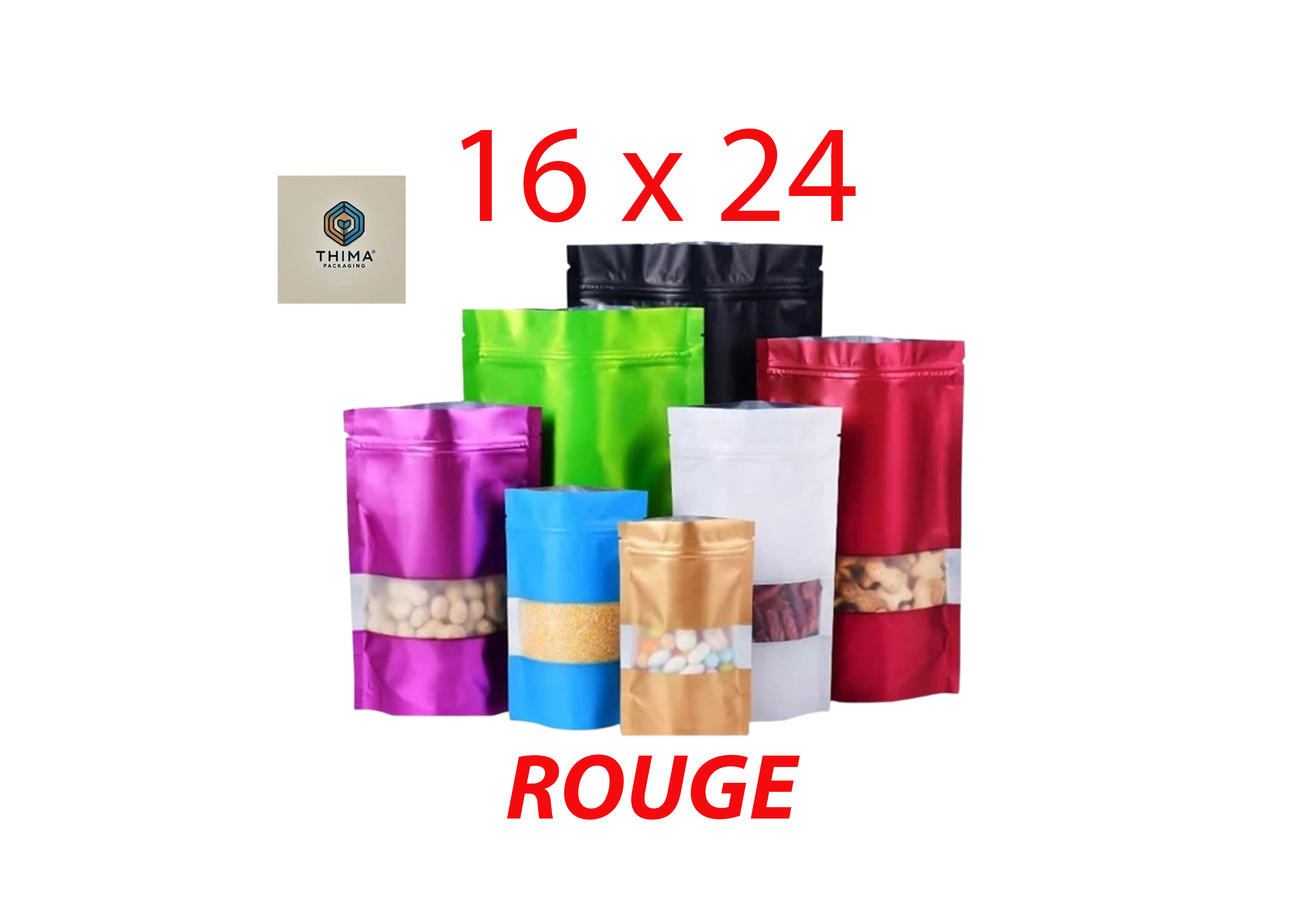 DOY PACK ALUMINIUM ROUGE 16X24 (lot de 50)