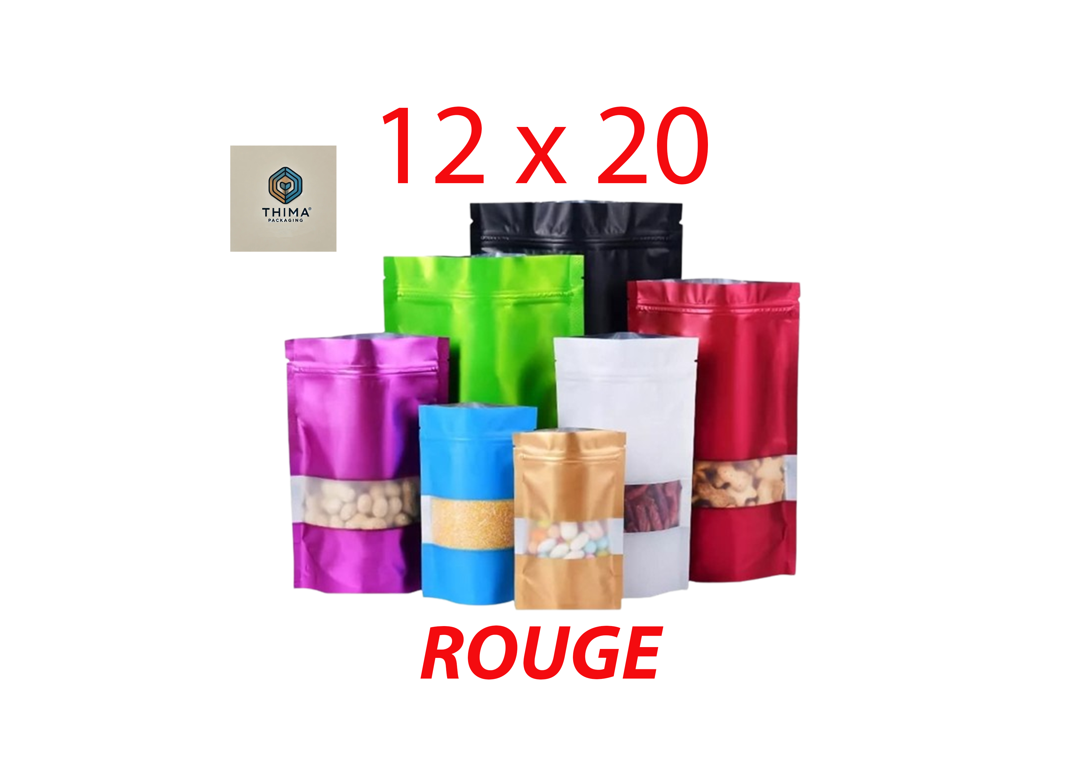DOY PACK ALUMINIUM ROUGE 12X20 (lot de 50)