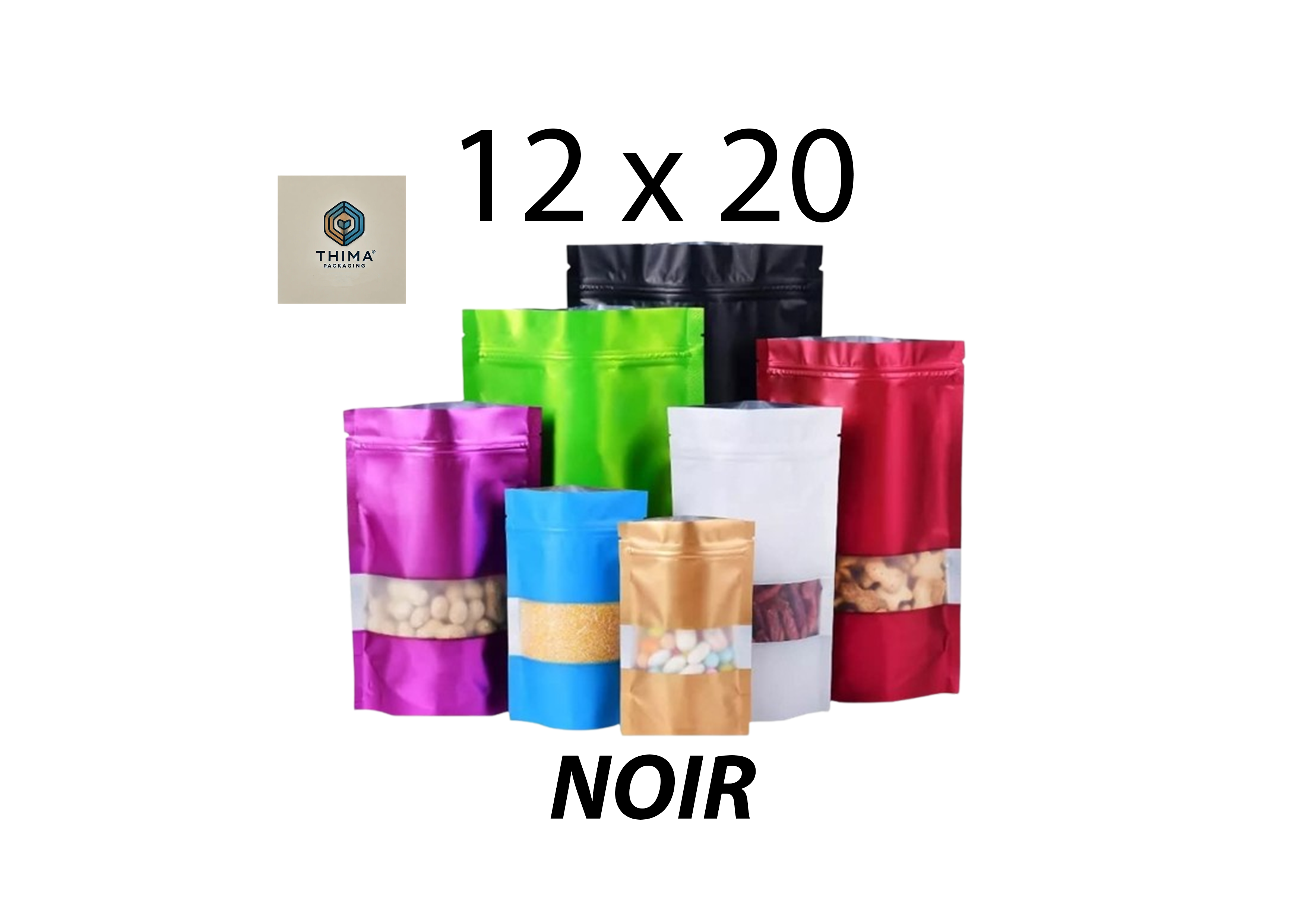 DOY PACK ALUMINIUM NOIR 12X20 (lot de 50)