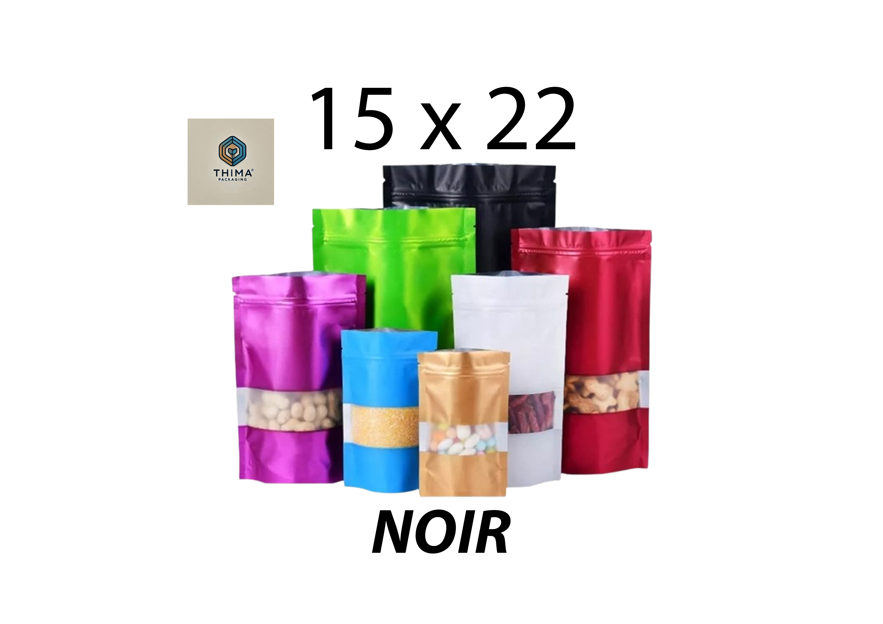 DOY PACK ALUMINIUM NOIR 15X22 (lot de 50)