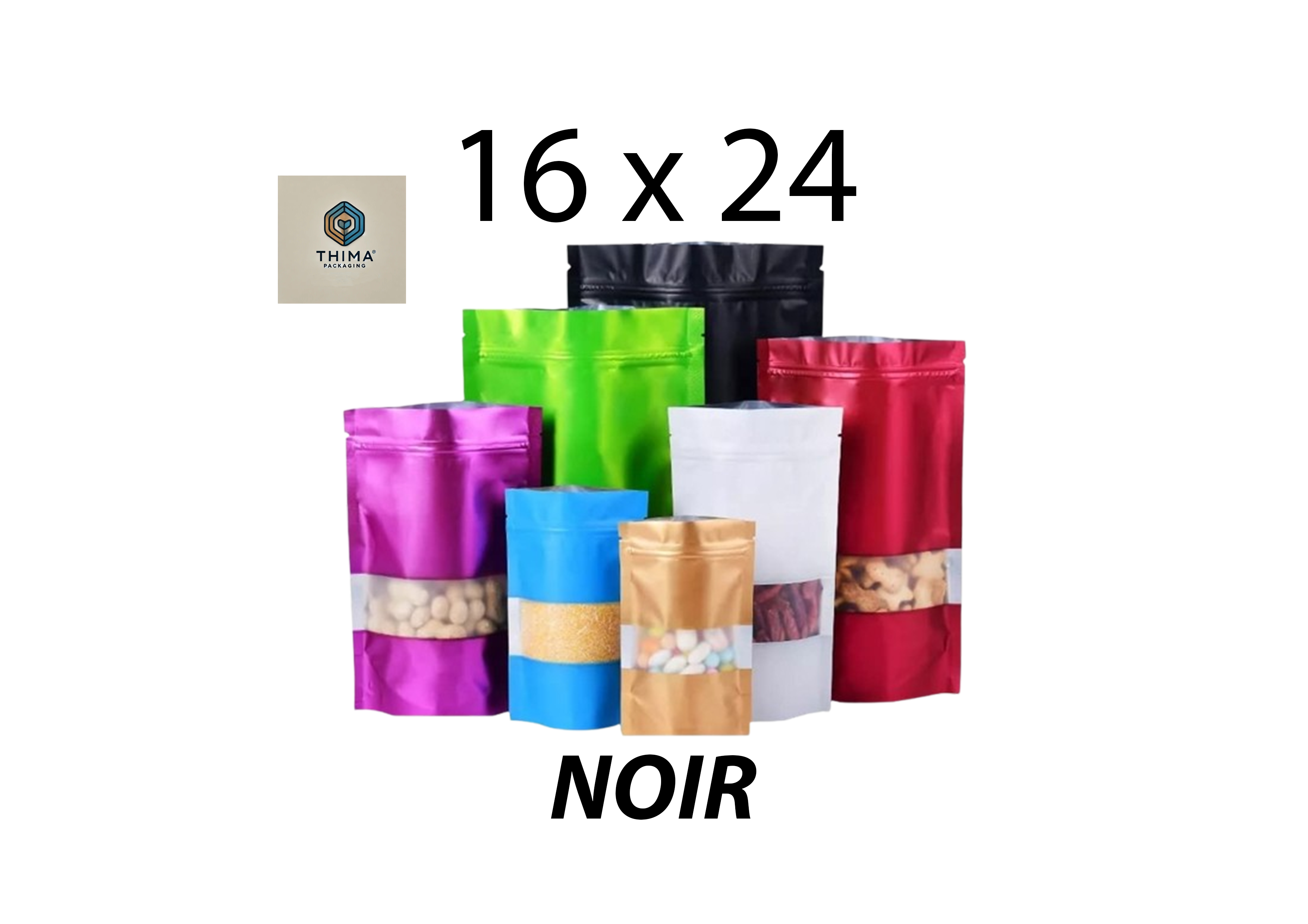DOY PACK ALUMINIUM NOIR 16X24 (lot de 50)