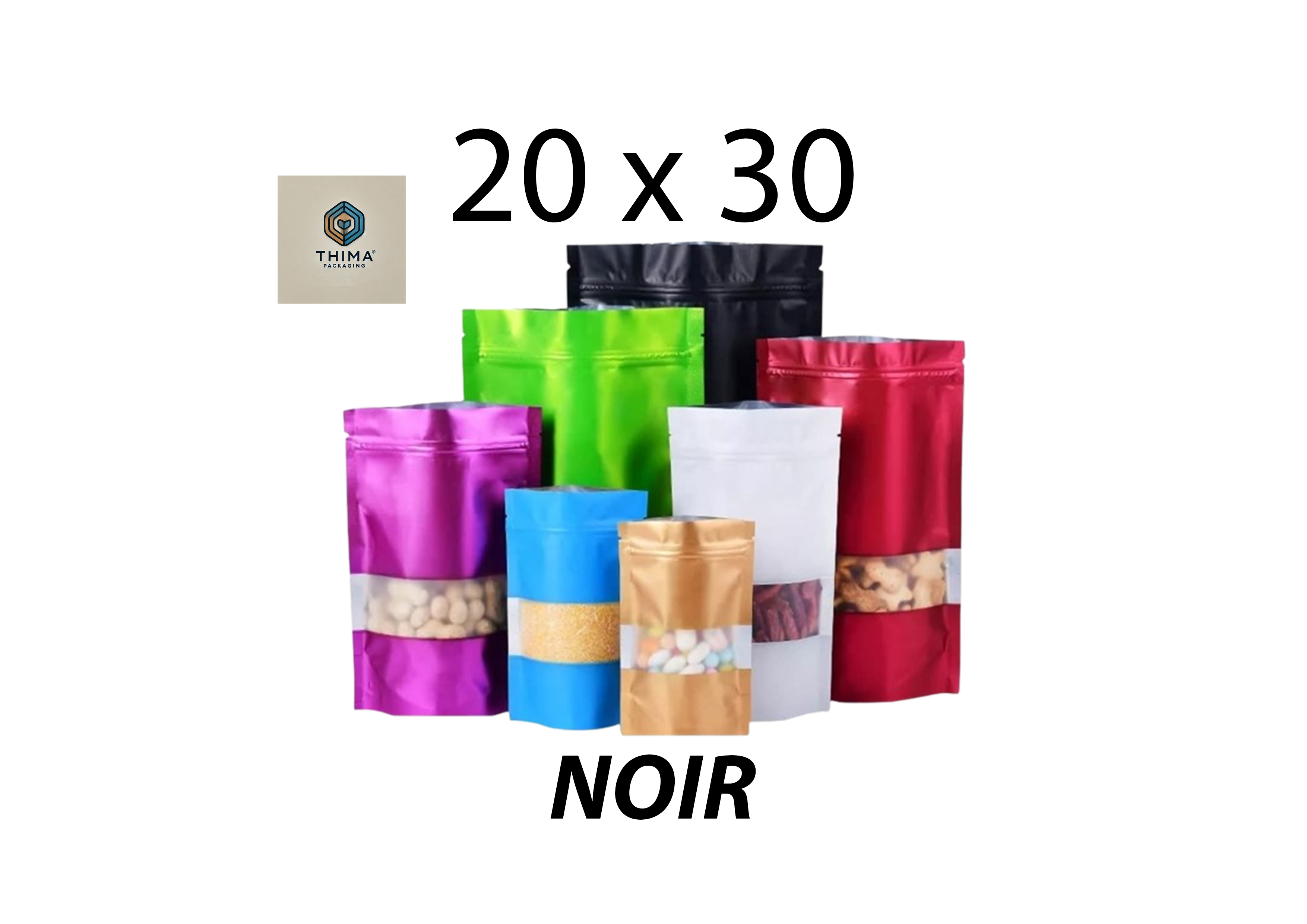 DOY PACK ALUMINIUM NOIR 20X30 (lot de 50)