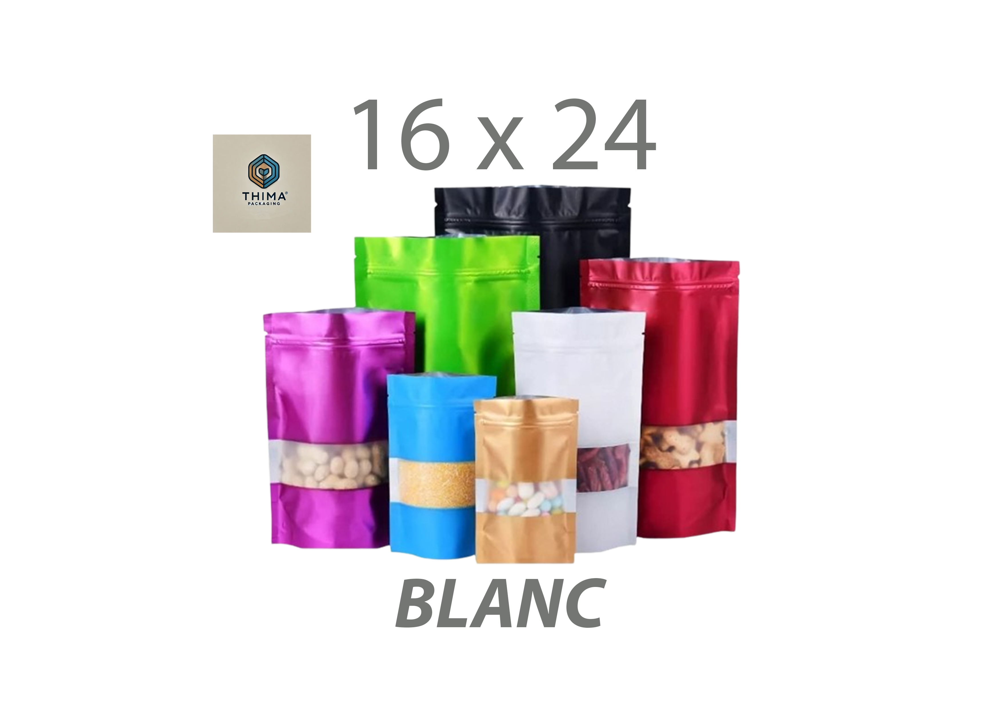 DOY PACK ALUMINIUM BLANC 16X24 (lot de 50)