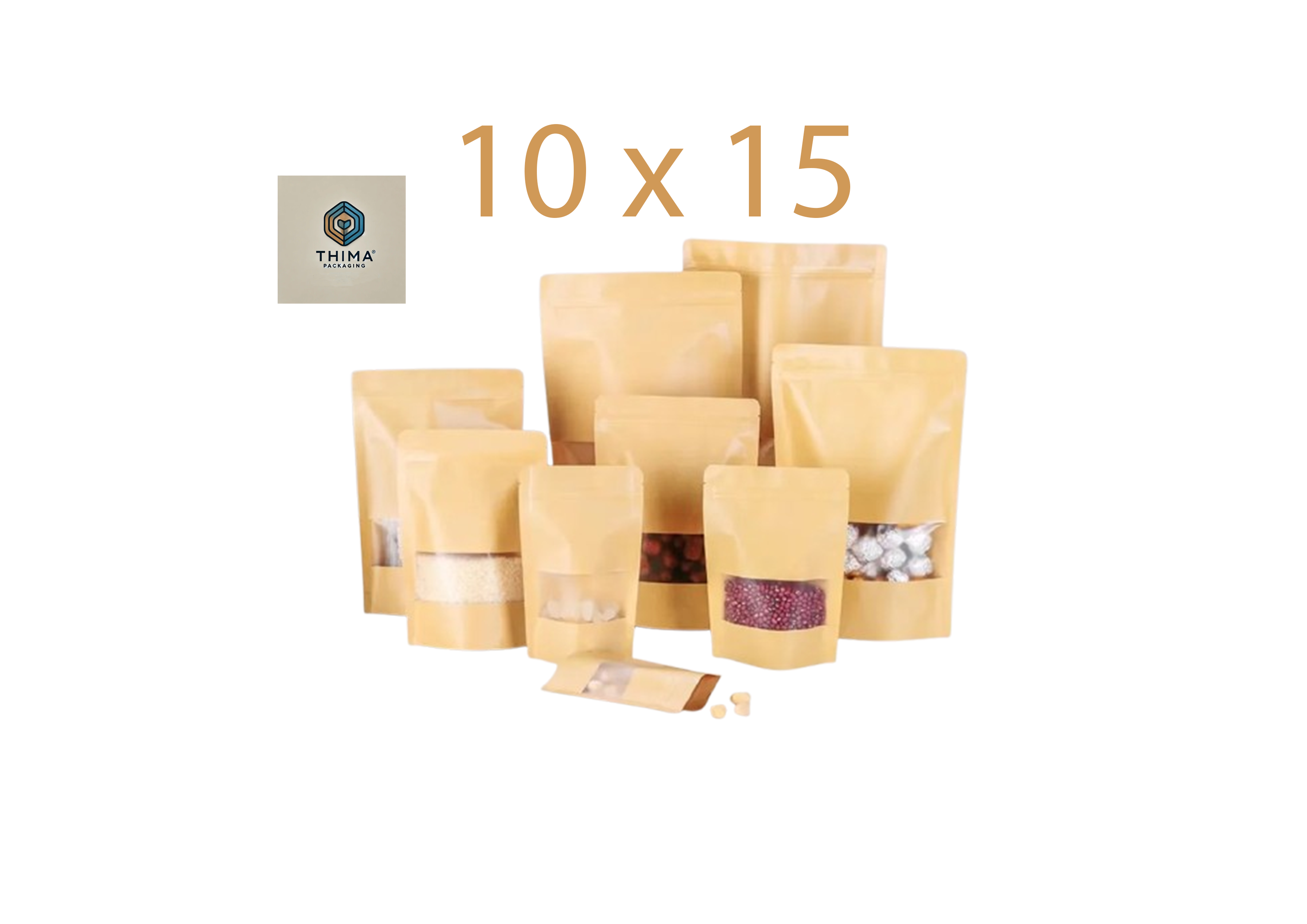 KRAFT KAKI AVEC FENÊTRE 10X15 (lot de 50)